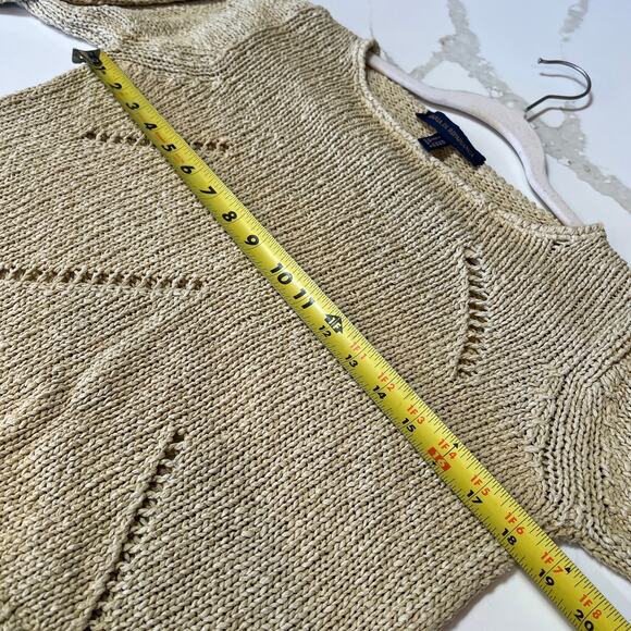 Maria di Ripabianca linen cotton blend sweater Sz 8 beige cropped cutout Italy - Picture 5 of 6